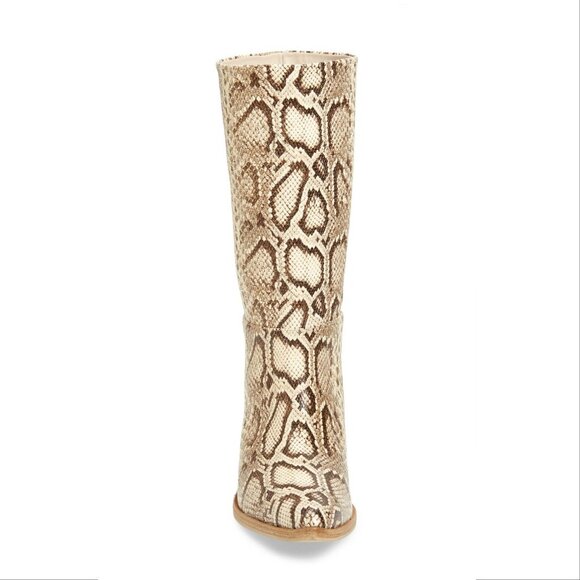 FREDA SALVADOR Julia Mid Calf BOOTS 6 36 Vanilla Snake Embossed LEATHER NEW $625 - Picture 8 of 10